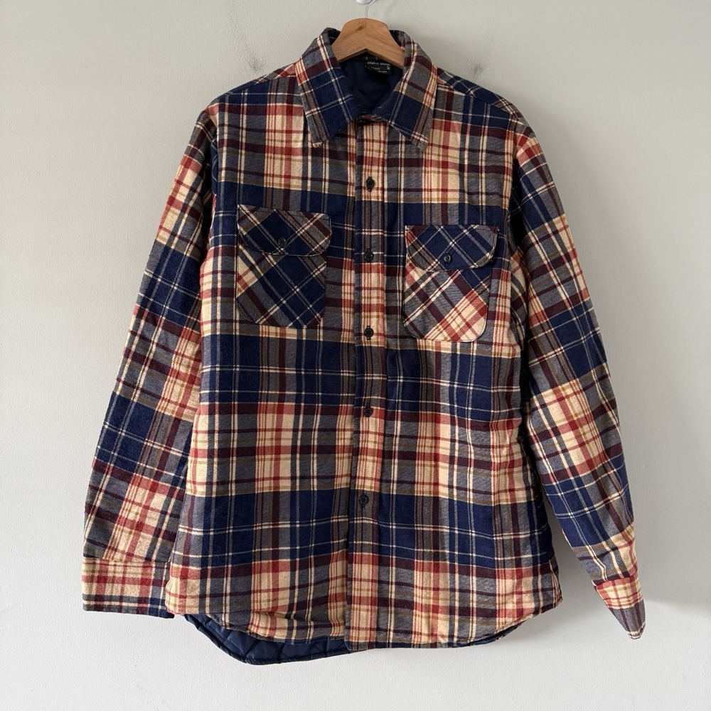 Vtg JC Penney Plaid Flannel Shacket Mens M Tall Quilt Lined Outdoor Workwear